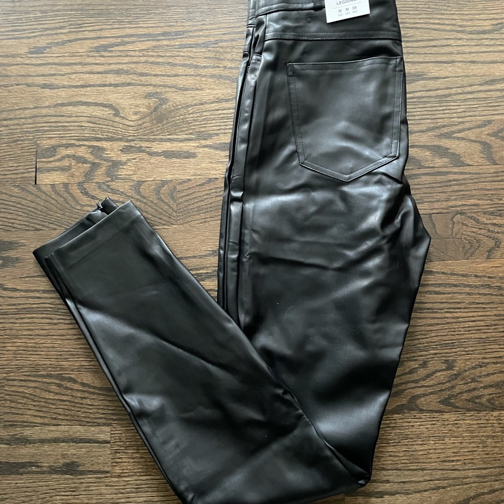 NWT Zara Black Faux Leather Leggings